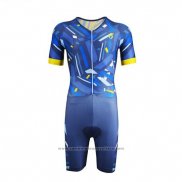 2019 Maillot Cyclisme Emonder-triathlon Bleu Jaune Manches Courtes et Cuissard