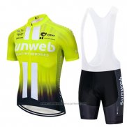 2019 Maillot Cyclisme Sunweb Jaune Blanc Manches Courtes et Cuissard