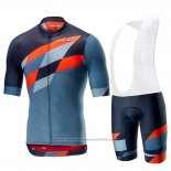 2019 Maillot Cyclisme Castelli Tabula Rasa Bleu Orange Manches Courtes et Cuissard