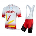 2019 Maillot Cyclisme Cofidis Rouge Blanc Manches Courtes et Cuissard