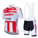 2019 Maillot Cyclisme Corendon Circo Rouge Blanc Manches Courtes et Cuissard