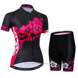 2019 Maillot Cyclisme Femme Weimostar Noir Rose Manches Courtes et Cuissard