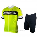 2019 Maillot Cyclisme Nalini Noir Brillant Vert Manches Courtes et Cuissard