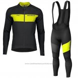 2019 Maillot Cyclisme Scott RC FF Jaune Noir Manches Longues et Cuissard