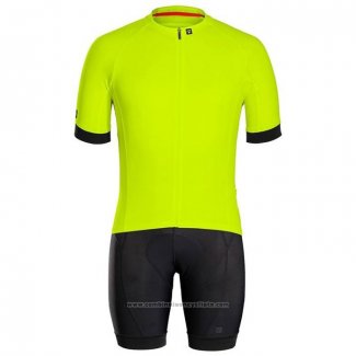 2020 Maillot Cyclisme Bontrage Jaune Manches Courtes et Cuissard