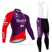 2020 Maillot Cyclisme Burgos BH Violet Rouge Manches Longues et Cuissard