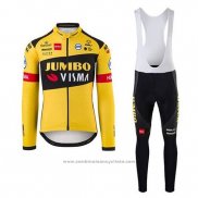 2020 Maillot Cyclisme Jumbo Visma Jaune Noir Manches Longues et Cuissard