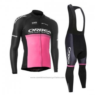 2020 Maillot Cyclisme Orbea Noir Rose Manches Longues et Cuissard