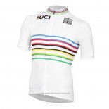 2020 Maillot Cyclisme UCI Blanc Multicolore Manches Courtes et Cuissard