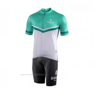 2021 Maillot Cyclisme Bianchi Blanc Vert Manches Courtes et Cuissard