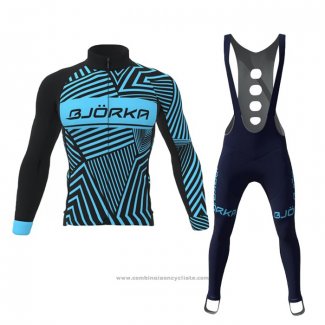 2021 Maillot Cyclisme Bjorka Bleu Manches Longues et Cuissard