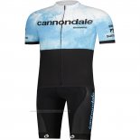 2021 Maillot Cyclisme Cannondale Bleu Clair Noir Manches Courtes et Cuissard
