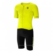 2021 Maillot Cyclisme Scott Jaune Manches Courtes et Cuissard