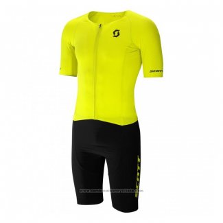 2021 Maillot Cyclisme Scott Jaune Manches Courtes et Cuissard