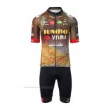 2022 Maillot Cyclisme Jumbo Visma Noir Orange Manches Courtes et Cuissard