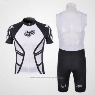 2011 Maillot Cyclisme Fox Blanc et Noir Manches Courtes et Cuissard