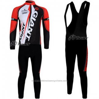 2011 Maillot Cyclisme Giant Rouge et Noir Manches Longues et Cuissard