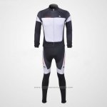 2011 Maillot Cyclisme Giordana Blanc et Noir Manches Longues et Cuissard