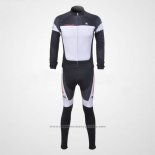 2011 Maillot Cyclisme Giordana Blanc et Noir Manches Longues et Cuissard