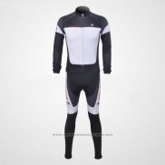 2011 Maillot Cyclisme Giordana Blanc et Noir Manches Longues et Cuissard