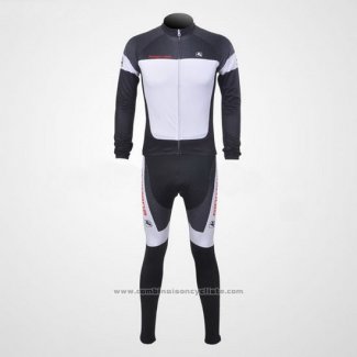 2011 Maillot Cyclisme Giordana Blanc et Noir Manches Longues et Cuissard