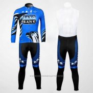 2012 Maillot Cyclisme Saxo Bank Bleu et Noir Manches Longues et Cuissard