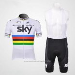 2012 Maillot Cyclisme Sky UCI Monde Champion Rouge et Blanc Manches Courtes et Cuissard