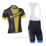 2013 Maillot Cyclisme Giant Noir et Jaune Manches Courtes et Cuissard