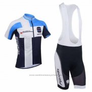 2013 Maillot Cyclisme Sportful Blanc et Azur Manches Courtes et Cuissard