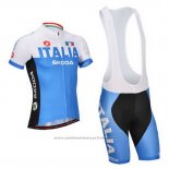 2014 Maillot Cyclisme Castelli Bleu et Blanc Manches Courtes et Cuissard