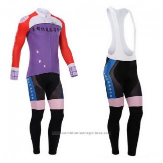 2014 Maillot Cyclisme Fox Cyclingbox Rouge et Violet Manches Longues et Cuissard