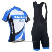 2014 Maillot Cyclisme Monton Blanc et Azur Manches Courtes et Cuissard