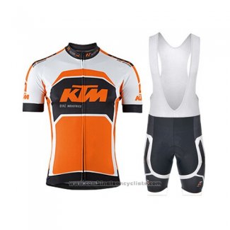 2015 Maillot Cyclisme Ktm Blanc et Orange Manches Courtes et Cuissard