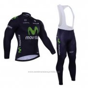 2015 Maillot Cyclisme Movistar Noir Manches Longues et Cuissard