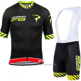 2015 Maillot Cyclisme Pinarello Noir et Jaune Manches Courtes et Cuissard