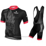 2016 Maillot Cyclisme Bianchi Rouge et Noir Manches Courtes et Cuissard