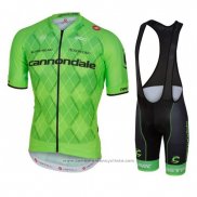 2016 Maillot Cyclisme Cannondale Noir et Vert Manches Courtes et Cuissard