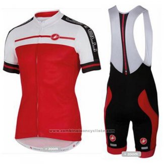 2016 Maillot Cyclisme Castelli Rouge Blanc Manches Courtes et Cuissard