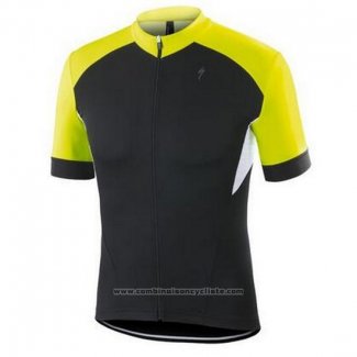 2016 Maillot Cyclisme Specialized Noir et Jaune Manches Courtes et Cuissard