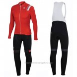 2016 Maillot Cyclisme Sportful Blanc et Rouge Manches Longues et Cuissard