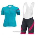 2017 Maillot Cyclisme Femme Gore Bike Wear Bleu Clair Manches Courtes et Cuissard