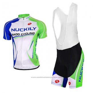 2017 Maillot Cyclisme Nuckily Blanc et Vert Manches Courtes et Cuissard