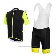 2017 Maillot Cyclisme RH+ Noir et Jaune Manches Courtes et Cuissard