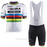 2017 Maillot Cyclisme UCI Monde Champion Bora Blanc Manches Courtes et Cuissard