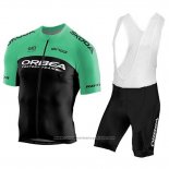 2018 Maillot Cyclisme Orbea Factory Noir Vert Manches Courtes et Cuissard