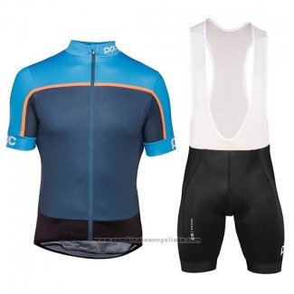 2018 Maillot Cyclisme POC Essential Road Block Bleu Manches Courtes et Cuissard