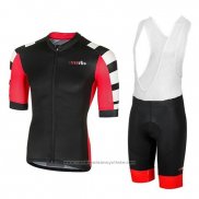 2018 Maillot Cyclisme RH+ Stratos Noir Rouge Manches Courtes et Cuissard