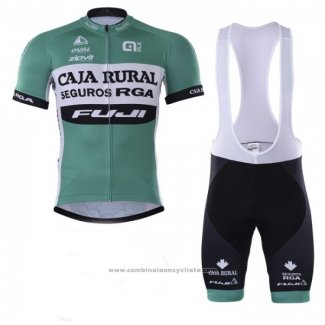 2018 Maillot Cyclisme Caja Rural Vert Blanc Manches Courtes Cuissard