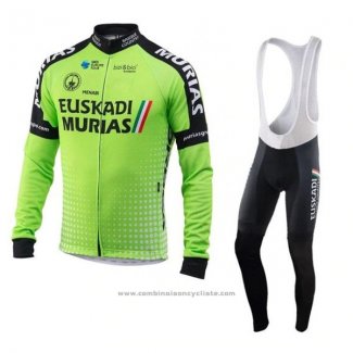 2018 Maillot Cyclisme Euskadi Murias Vert Manches Longues et Cuissard