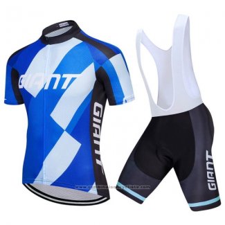 2018 Maillot Cyclisme Giant Bleu Manches Courtes Cuissard